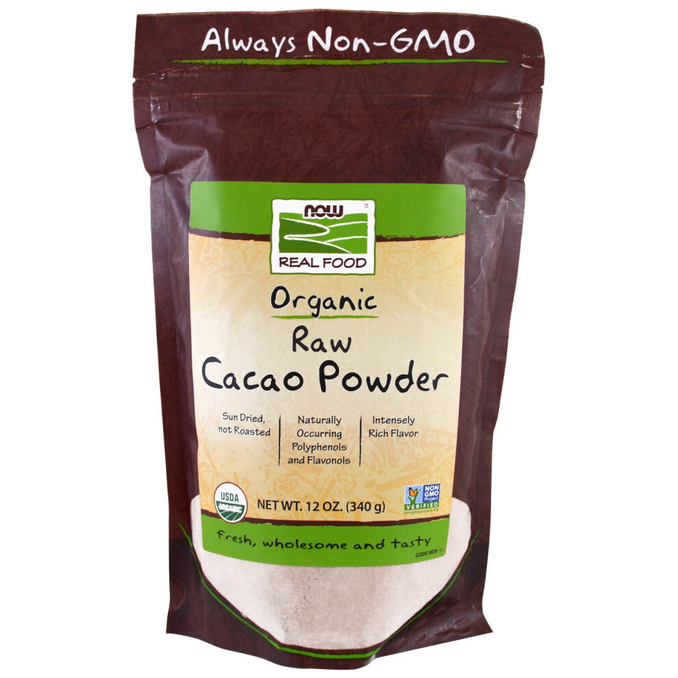 Now Foods, Real Food, Organic Raw Cacao Powder, 12 oz (340 g)