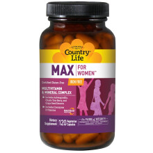Country Life, Max für Frauen, Multivitamin- & Mineralstoffkomplex, Eisenfrei, 120 Vegetarische Kapseln
