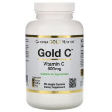 California Gold Nutrition, Gold C, Vitamine C de Qualité USP, 500 mg, 240 Gélules Végétales