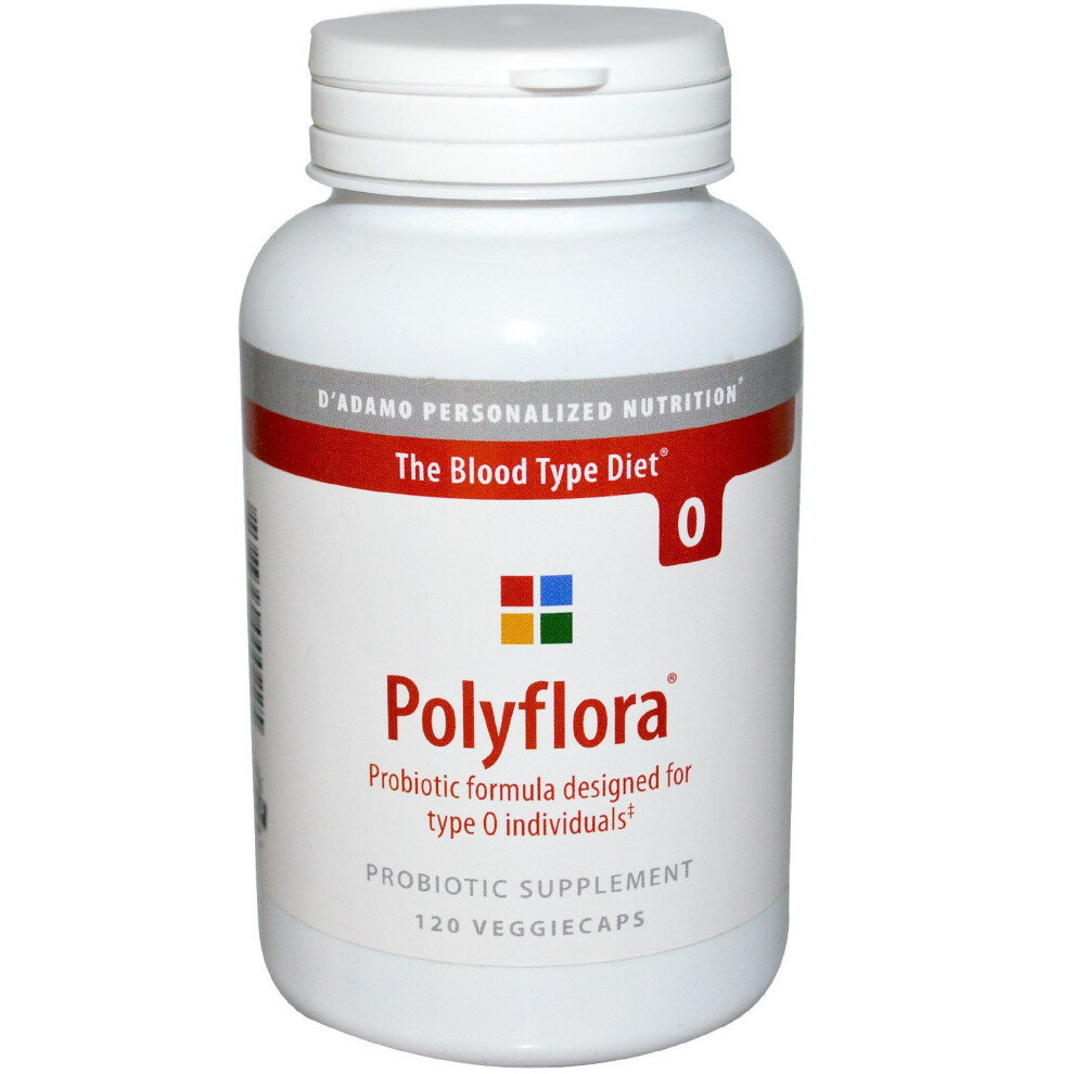 D'adamo , Polyflora, Probiotic Formula For Blood Type Diet O, 120 Veggie Caps