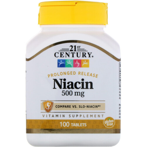 21st Century, Niacin, Prolonged Release, 500 mg, 100 Tablets