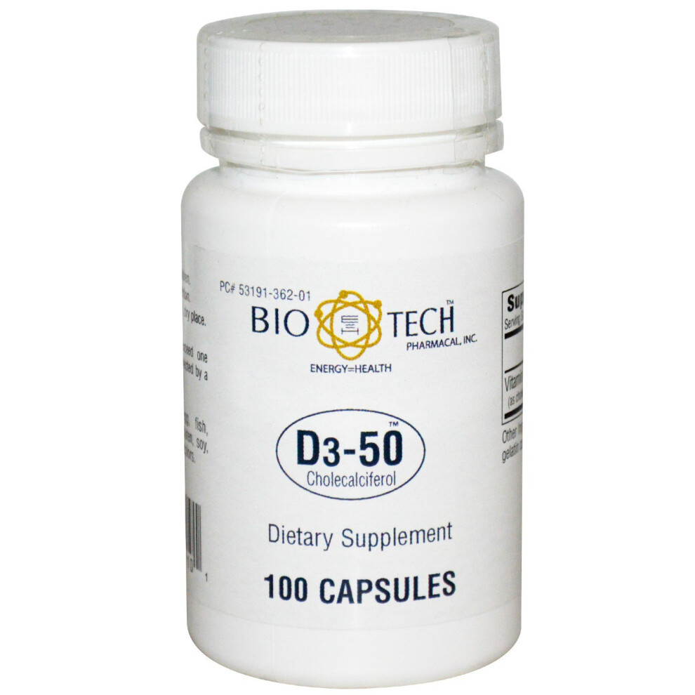 Bio Tech Pharmacal , D3-50, Cholecalciferol, 100 Capsules
