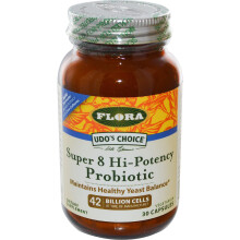 Flora, Probiotique Super 8 Haute Puissance, 42 Milliards de Cellules, 30 gélules
