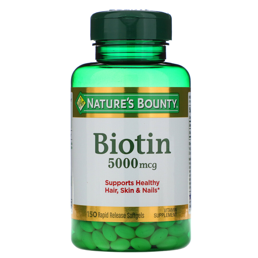 Nature's Bounty Yellow Biotin, 5,000 Mcg, 150 Rapid Release Softgels
