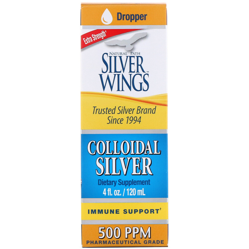 Natural Path Silver Wings Silver Natural Path Wings, Colloidal Extra Strength, 500 Ppm, 4 Fl Oz (120 Ml)