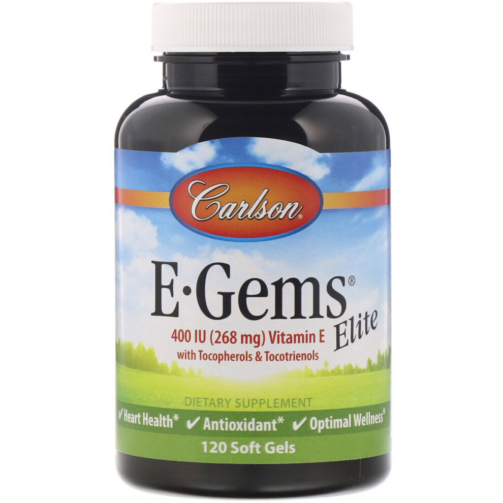 Carlson Labs, E-Gems Elite, Vitamin E, 268 mg (400 IU), 120 Soft Gels