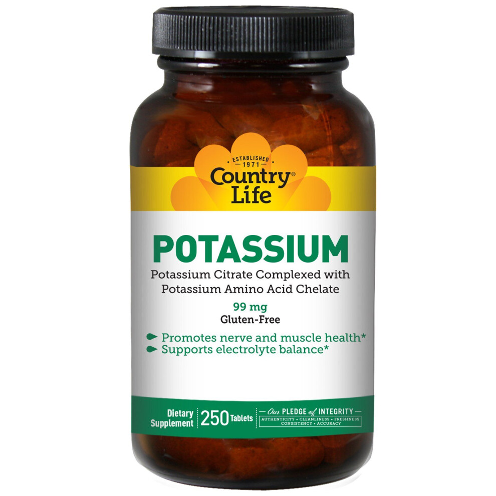 Country Life , Potassium, 99 Mg, 250 Tablets