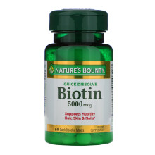 Nature's Bounty, Biotin, 5.000 mcg, 60 Schnellzerfallende Tabletten