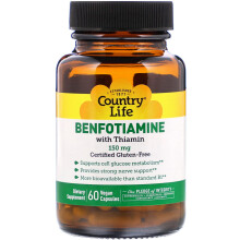 Country Life, Benfotiamin mit Thiamin, 150 mg, 60 Vegane Kapseln