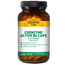 Country Life, Capsules de Coenzyme B6 Active, P-5-P/PAK, 30 Capsules Végétaliennes