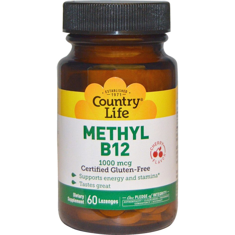 Country Life , Methyl B12, Cherry, 1,000 Mcg, 60 Lozenges