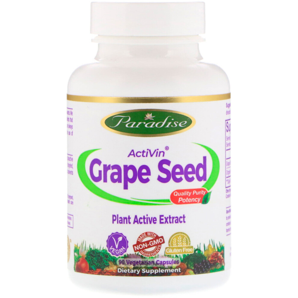 Paradise Herbs , Activin, Grape Seed Extract, 90 Vegetarian Capsules
