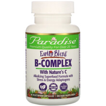 Paradise Herbs, Earth's Blend, B-Komplex mit Natürlichem C, 60 Vegetarische Kapseln