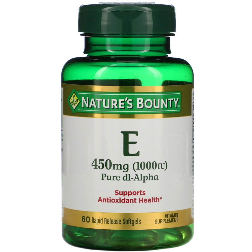 Nature's Bounty , Vitamin E, Pure Dl-Alpha, 450 Mg (1,000 Iu), 60 Rapid Release Softgels