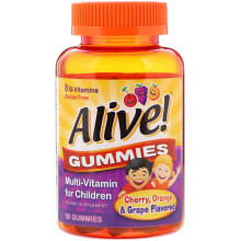 Nature's Way, Alive! Kids, Multivitamine Complète, Cerise, Orange et Raisin, 60 Gummies