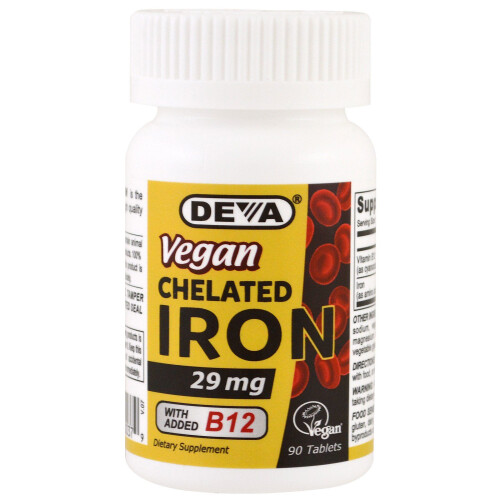 Deva, Végétalien, Fer Chélaté, 29 mg, 90 Comprimés