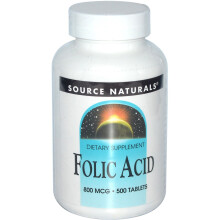 Source Naturals, Folic Acid, 800 mcg, 500 Tablets