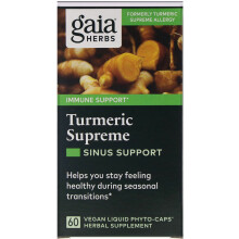 Gaia Herbs, Turmeric Supreme, Nasennebenhöhlen-Unterstützung, 60 vegane flüssige Phyto-Kapseln