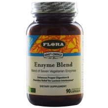 Flora, Mélange d'Enzymes, 90 gélules végétariennes