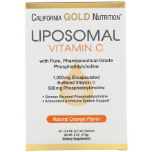 California Gold Nutrition, Liposomal Vitamin C, Natural Orange Flavor, 1000 mg, 30 Packets, 0.2 oz (5.7 ml) Each