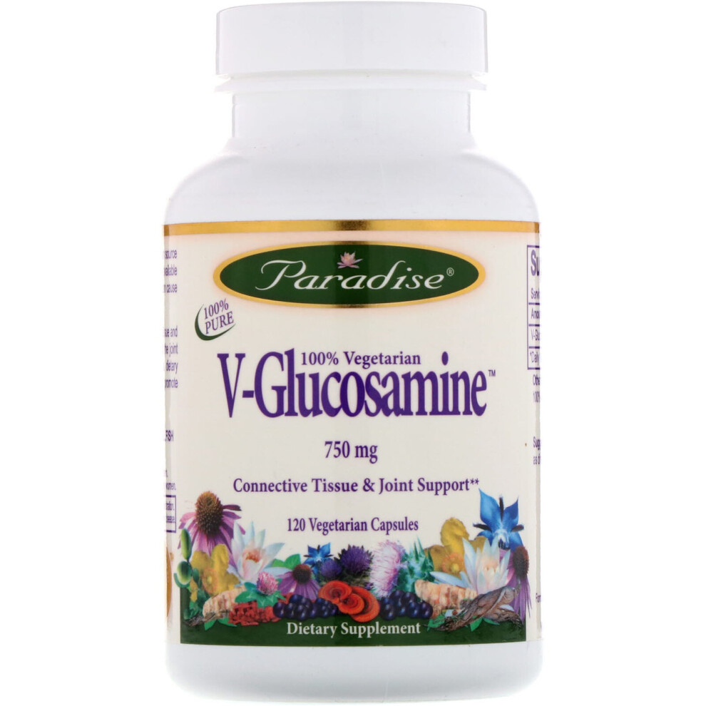 Paradise Herbs , V-Glucosamine, 750 Mg, 120 Vegetarian Capsules