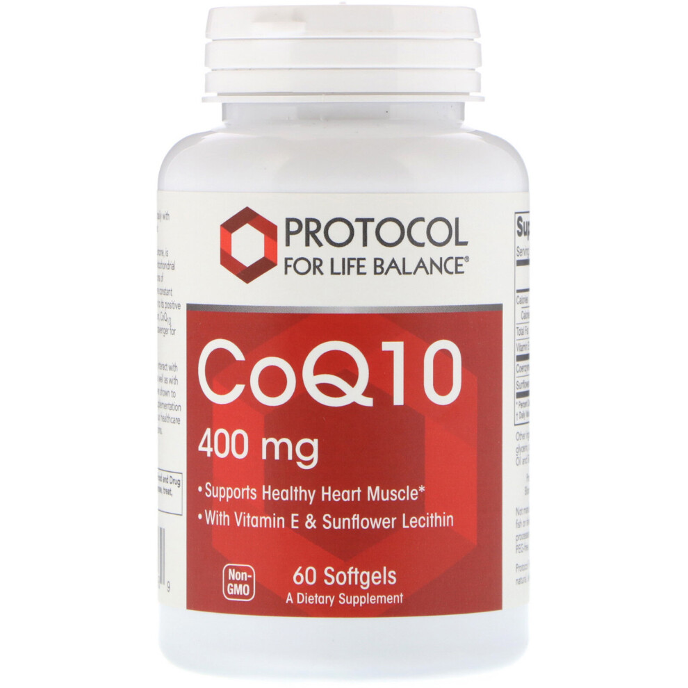 Protocol For Life Balance , Coq10, 400 Mg, 60 Softgels