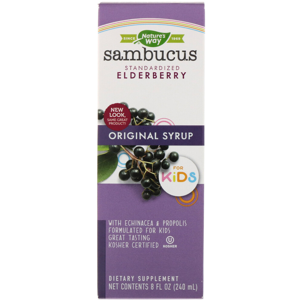 Nature's Way , Sambucus For Kids, Standardized Elderberry, Original Syrup, 8 Fl Oz (240 Ml)