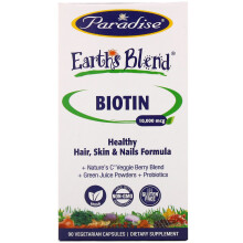 Paradise Herbs, Earth's Blend, Biotin, 10.000 mcg, 90 Vegetarische Kapseln