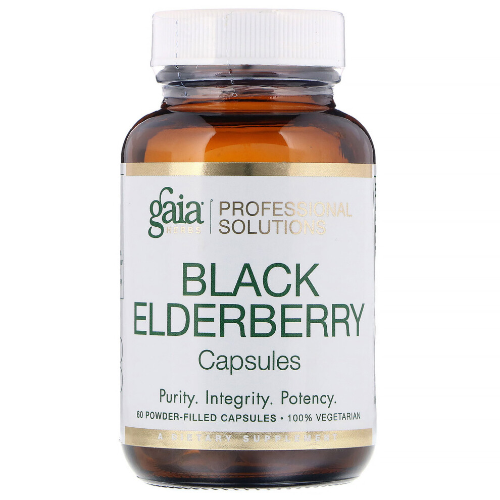 Gaia Herbs Professional Solutions , Black Elderberry, 60 Powder-Filled Capsules