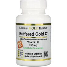 California Gold Nutrition, Gepuffertes Gold C, GOLD Standard Natriumascorbat (Vitamin C), 750 mg, 60 Veggie-Kapseln