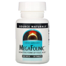 Source Naturals, MegaFolinic, 800 mcg, 120 Comprimés
