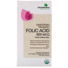 Futurebiotics, Acide Folique à Partir d'Écorce de Citron, 800 mcg, 120 Comprimés Végétariens Biologiques