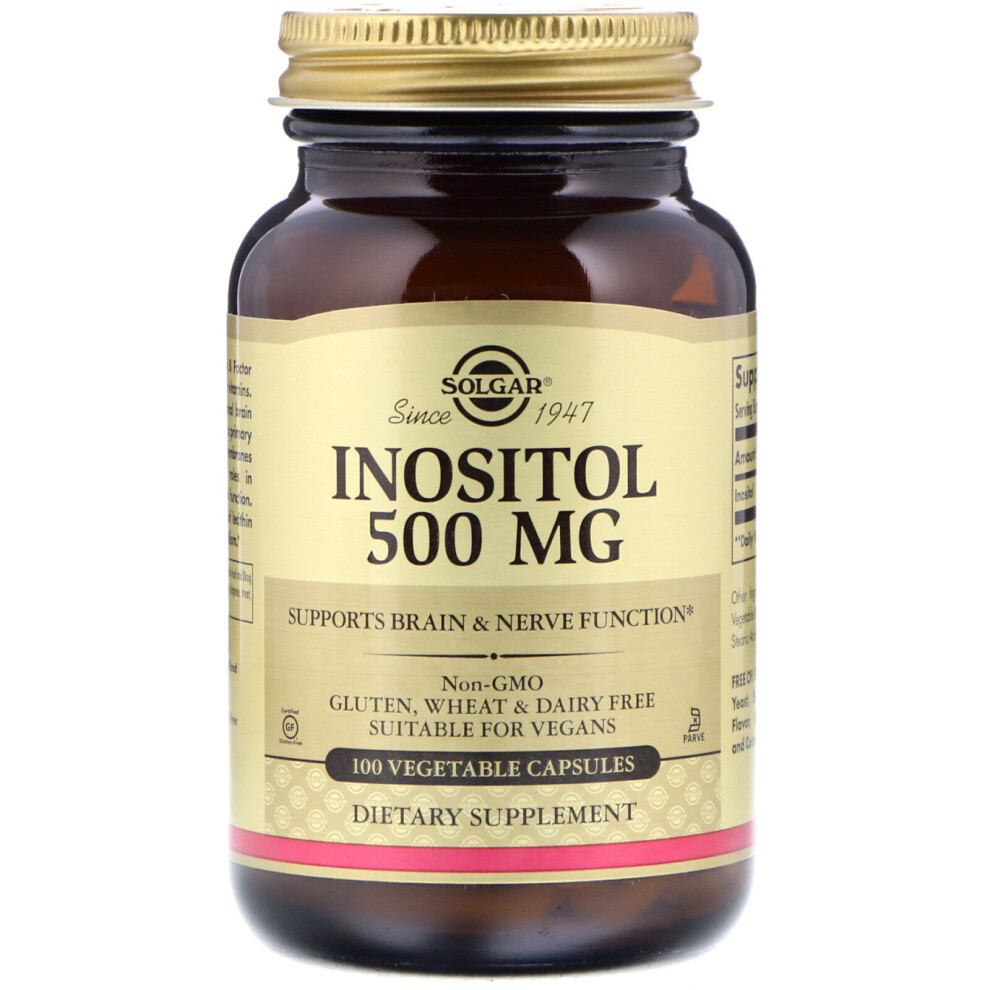 Solgar, Inositol, 500 mg, 100 Vegetable Capsules