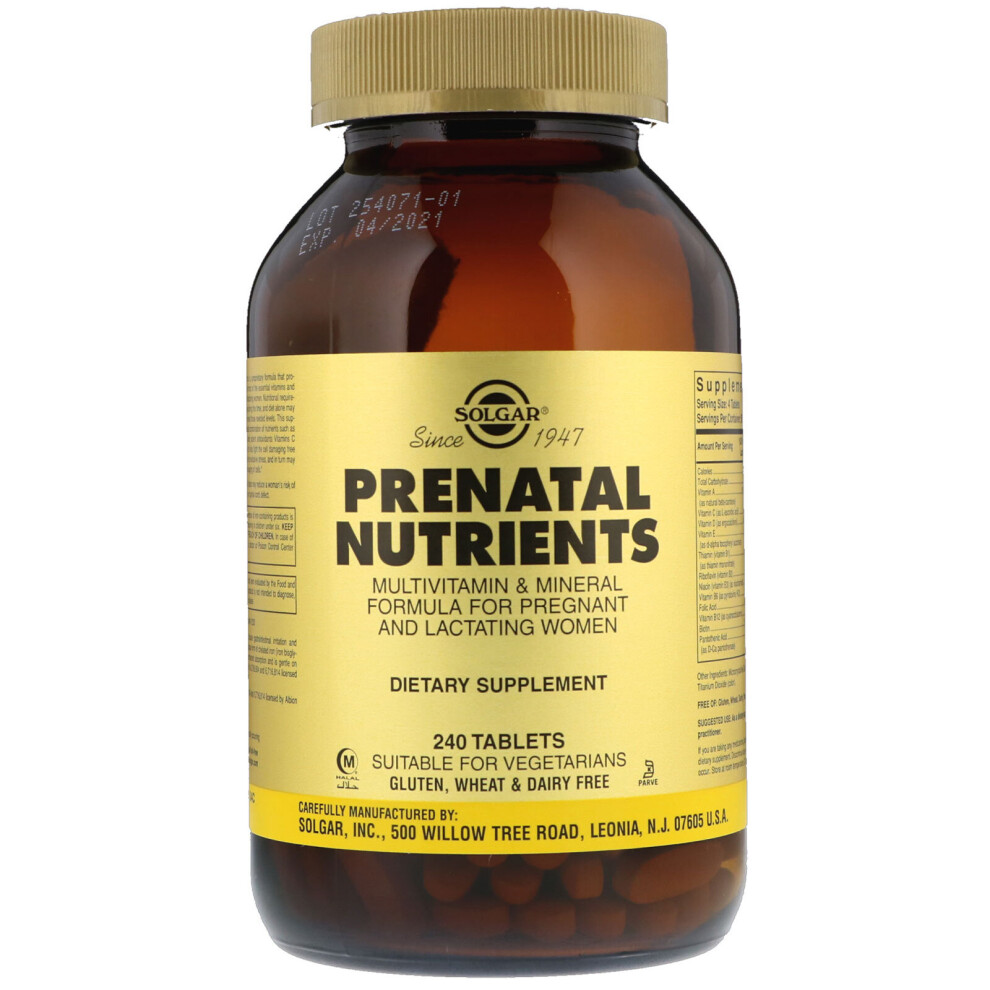 Solgar, Prenatal Nutrients, Multivitamin & Mineral, 240 Tablets