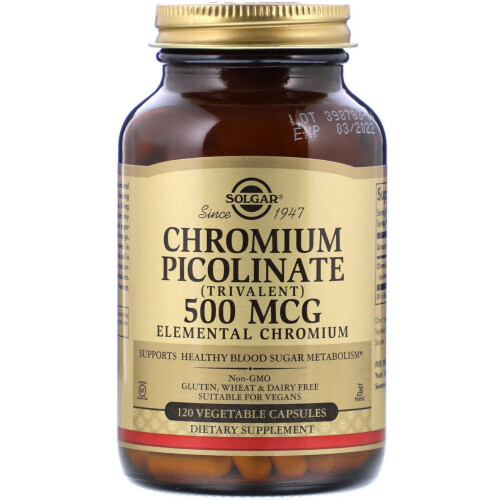 Solgar Solgar, Chromium Picolinate, 500 mcg, 120 Vegetable Capsules