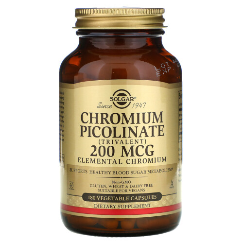 Solgar Solgar, Chromium Picolinate, 200 mcg, 180 Vegetable Capsules