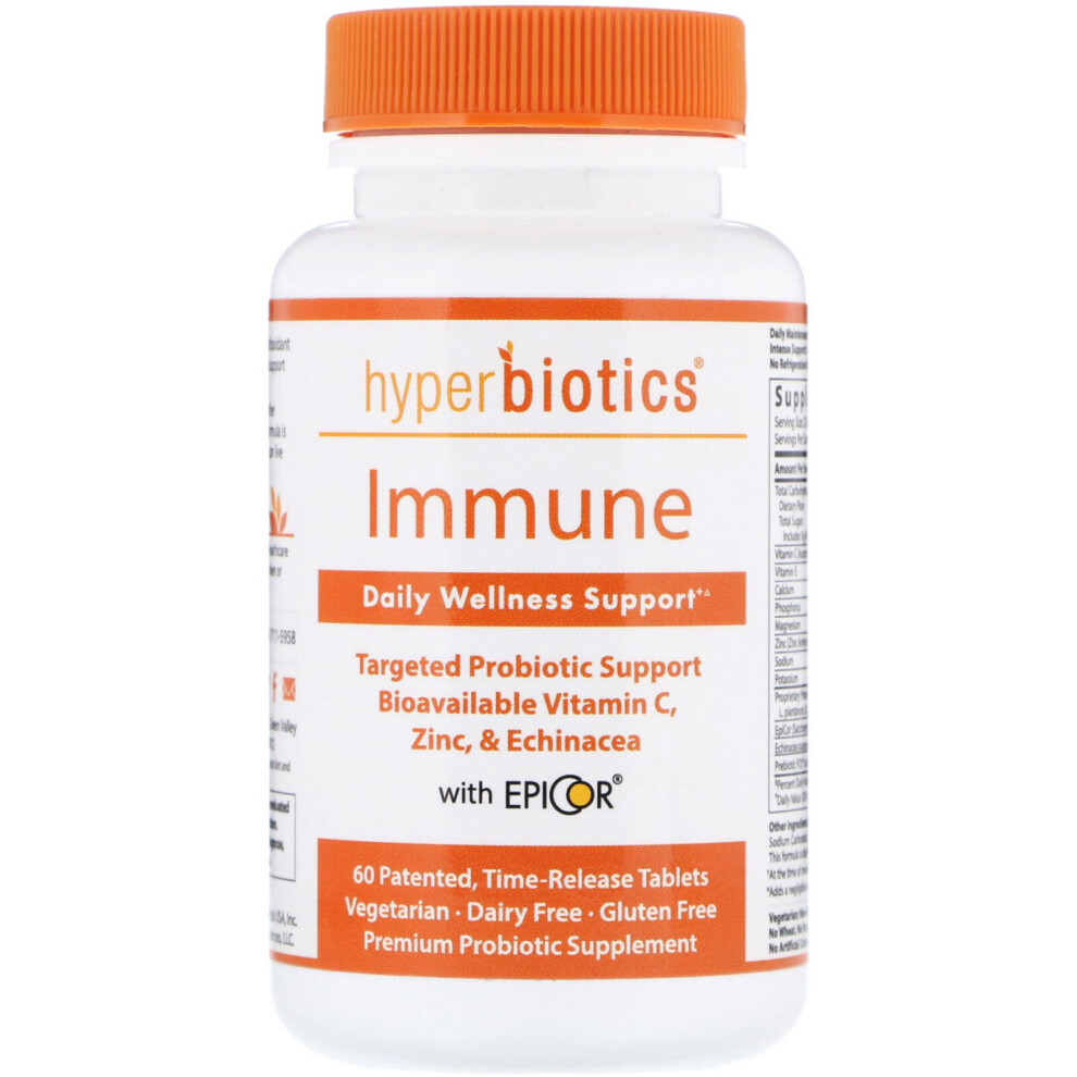 Hyperbiotics , Immune, Daily Wellness Support, 60 Time-Release Tablets