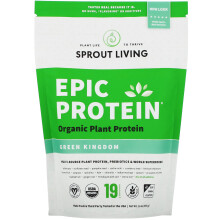 Sprout Living, Epic Protein, Organisches Pflanzenprotein + Superfoods, Grünes Königreich, 1 Pfund (456 g)