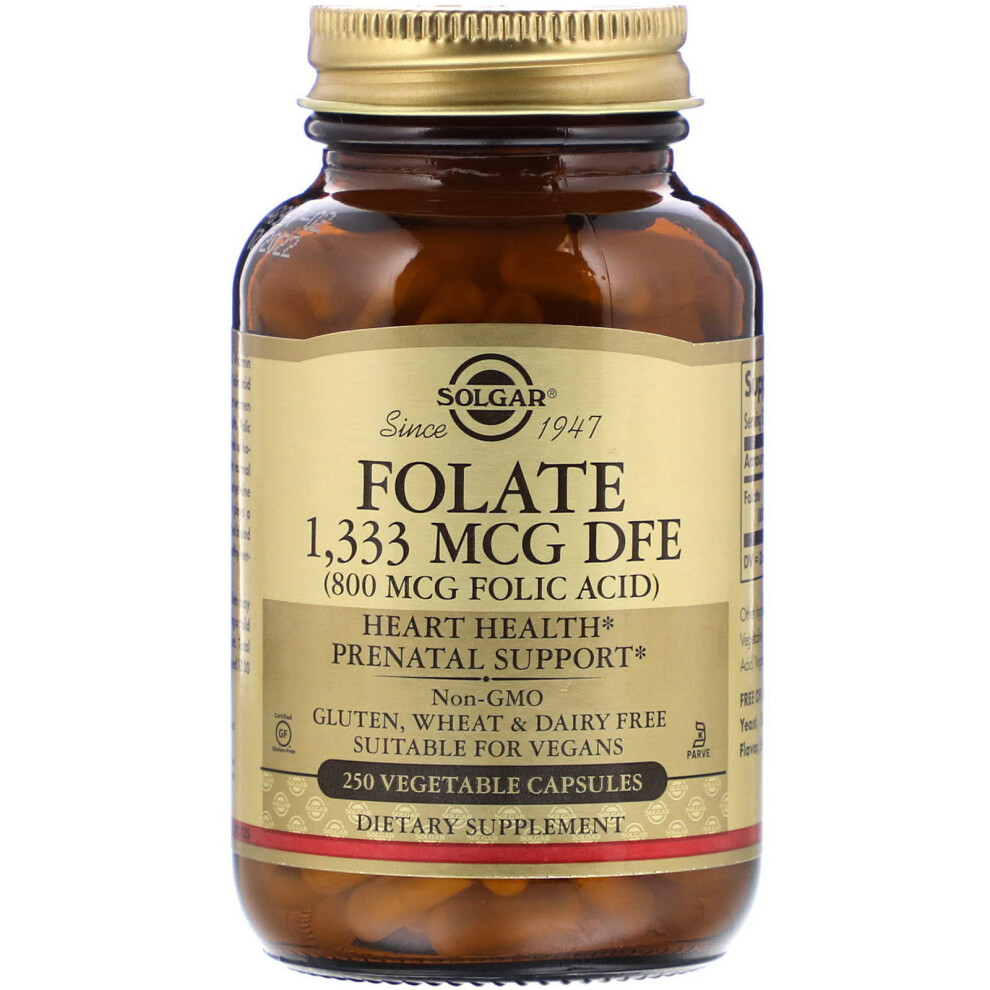 Solgar , Folate, 800 Mcg, 250 Vegetable Capsules