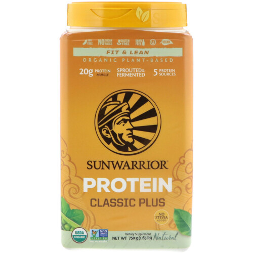 Sunwarrior, Protéine Classique Plus, Non Aromatisée, 1,65 lb (750 g)