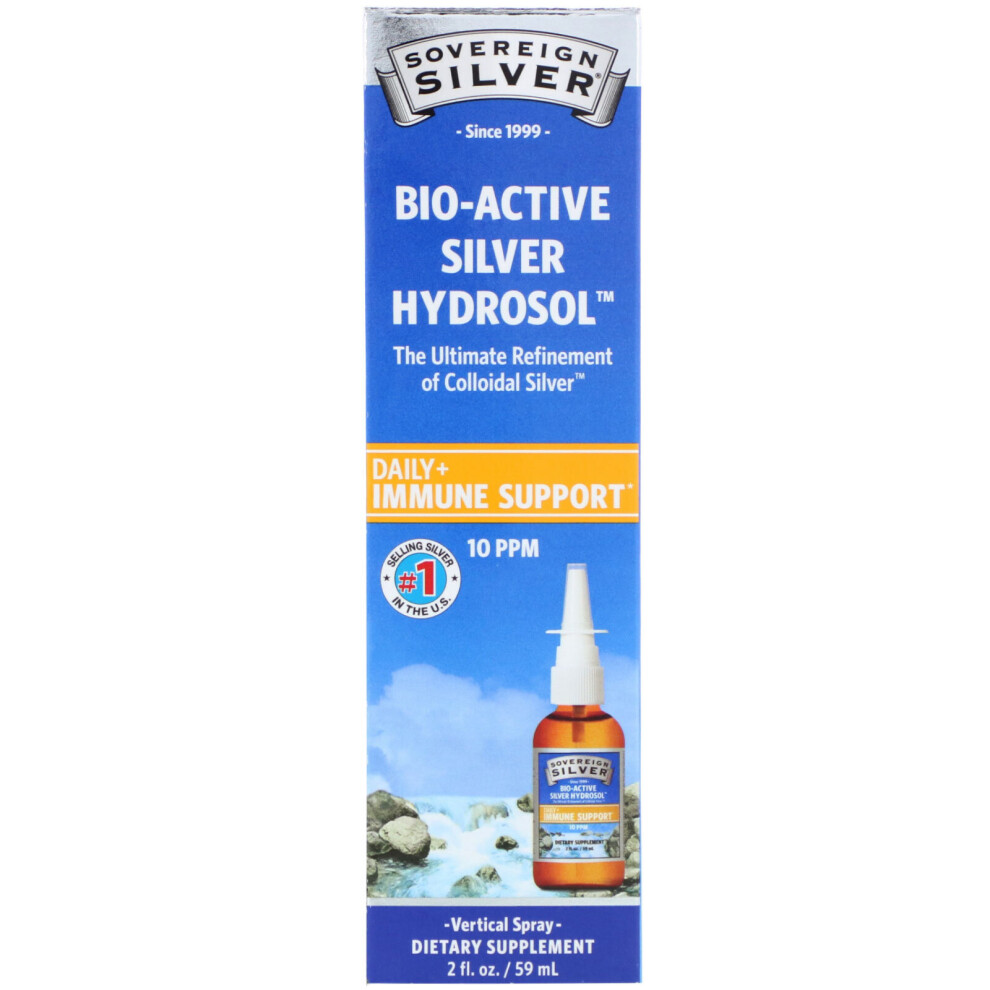 Sovereign Silver , Bio-Active Silver Hydrosol, Vertical Spray, 10 Ppm, 2 Fl Oz (59 Ml)