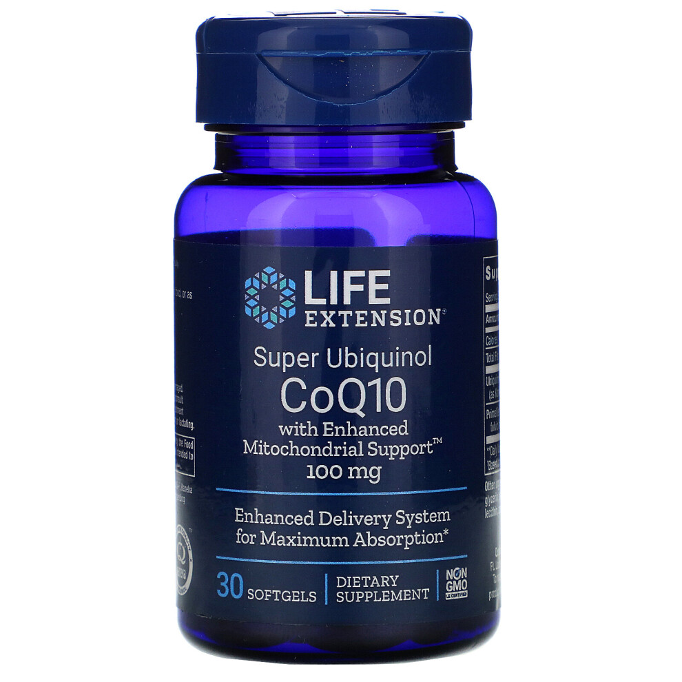 Life Extension , Super Ubiquinol Coq10 With Enhanced Mitochondrial Support, 100 Mg, 30 Softgels