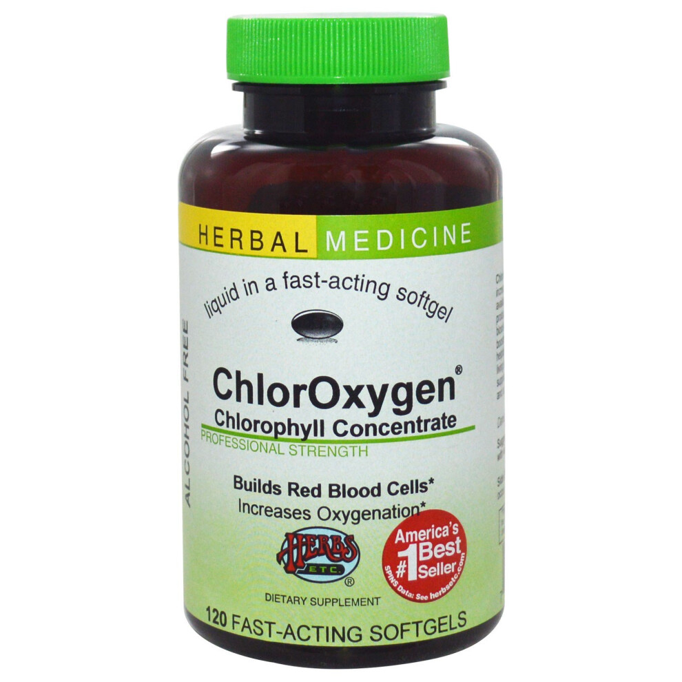 Herbs Etc. , Chloroxygen, Chlorophyll Concentrate, Alcohol Free, 120 Fast-Acting Softgels