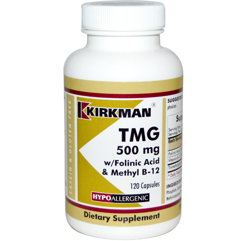 Kirkman Labs , Tmg With Folinic Acid & Methyl B-12, 500 Mg, 120 Capsules