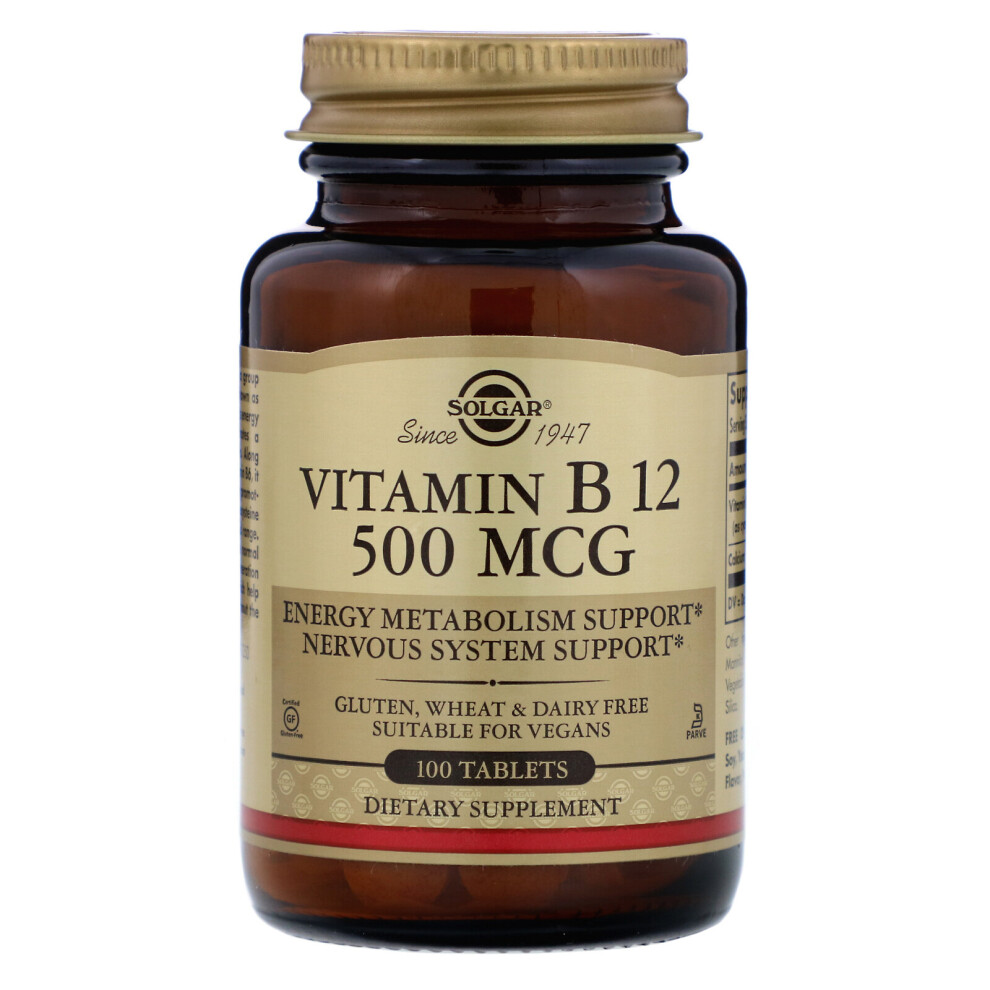 Solgar , Vitamin B12, 500 Mcg, 100 Tablets