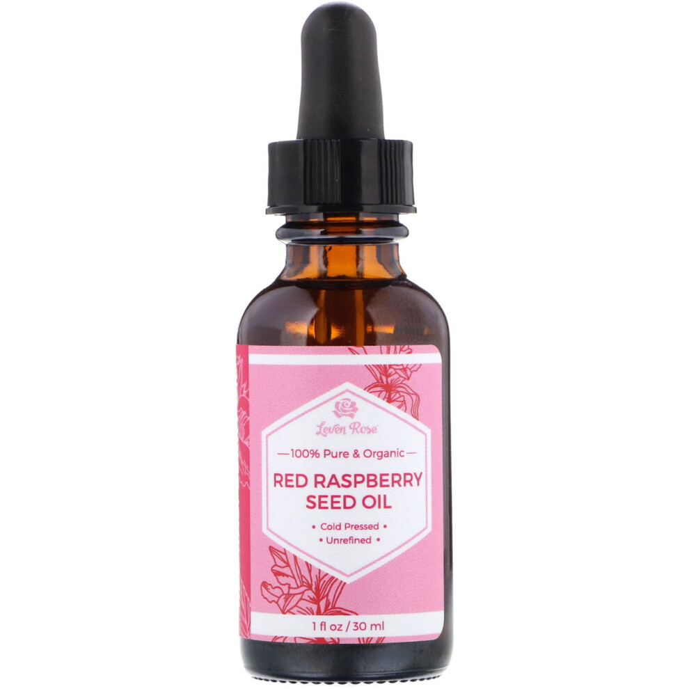 Leven Rose Red 100% Pure & Organic, Raspberry Seed Oil, 1 Fl Oz (30 Ml)