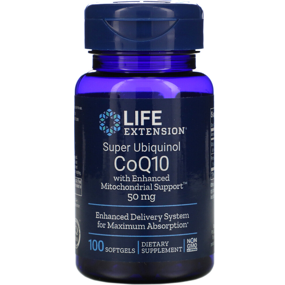 Life Extension , Super Ubiquinol Coq10 With Enhanced Mitochondrial Support, 50 Mg, 100 Softgels