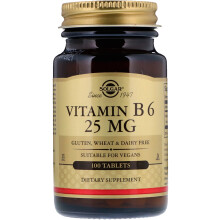 Solgar, Vitamin B6, 25 mg, 100 Tabletten