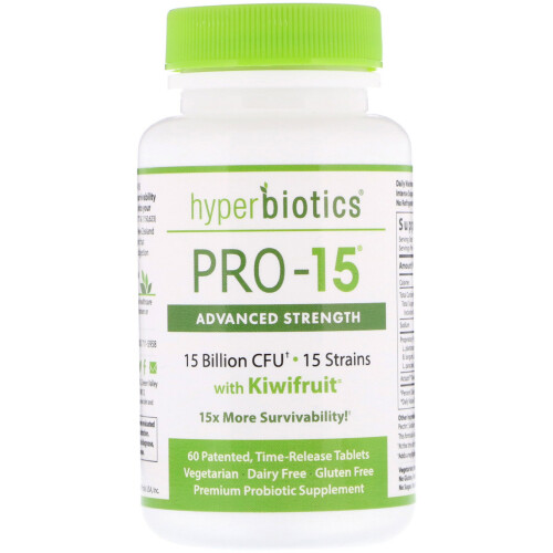 Hyperbiotics, PRO-15 Advanced with Kiwifruitx, 15 Billion CFU, 60 Time-Release Tablets