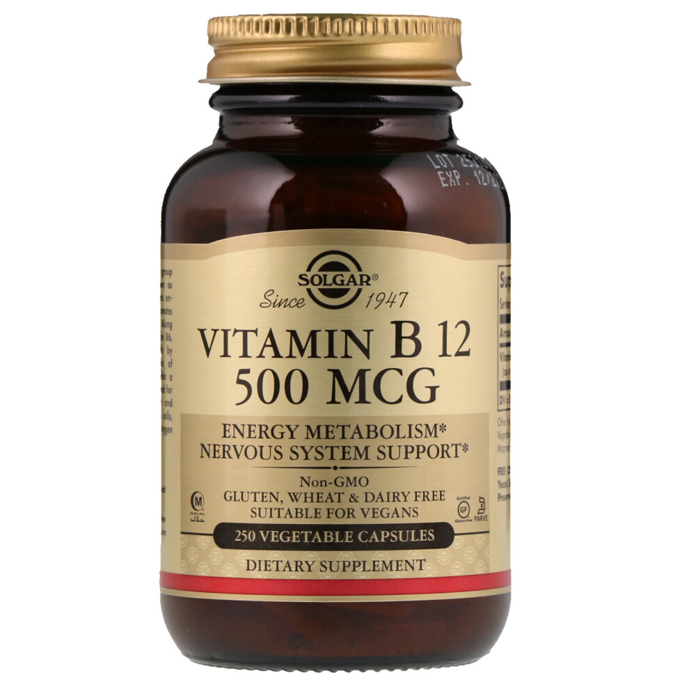 Solgar, Vitamin B12, 500 mcg, 250 Vegetable Capsules